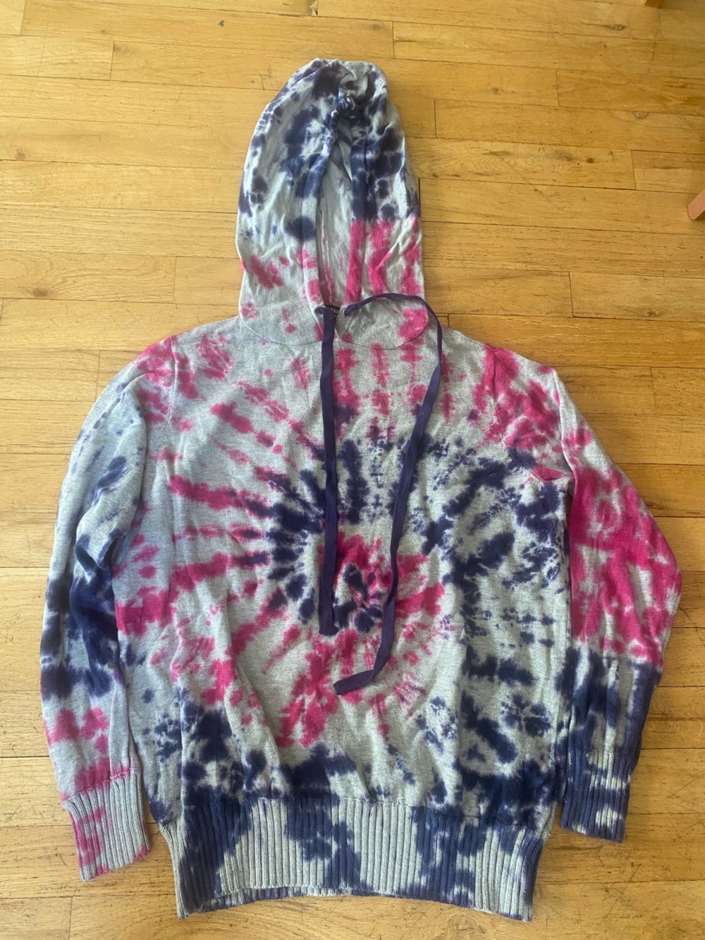 Central Park West pink/ navy tie dye hooded sweater. Gorgeous!! Size small.